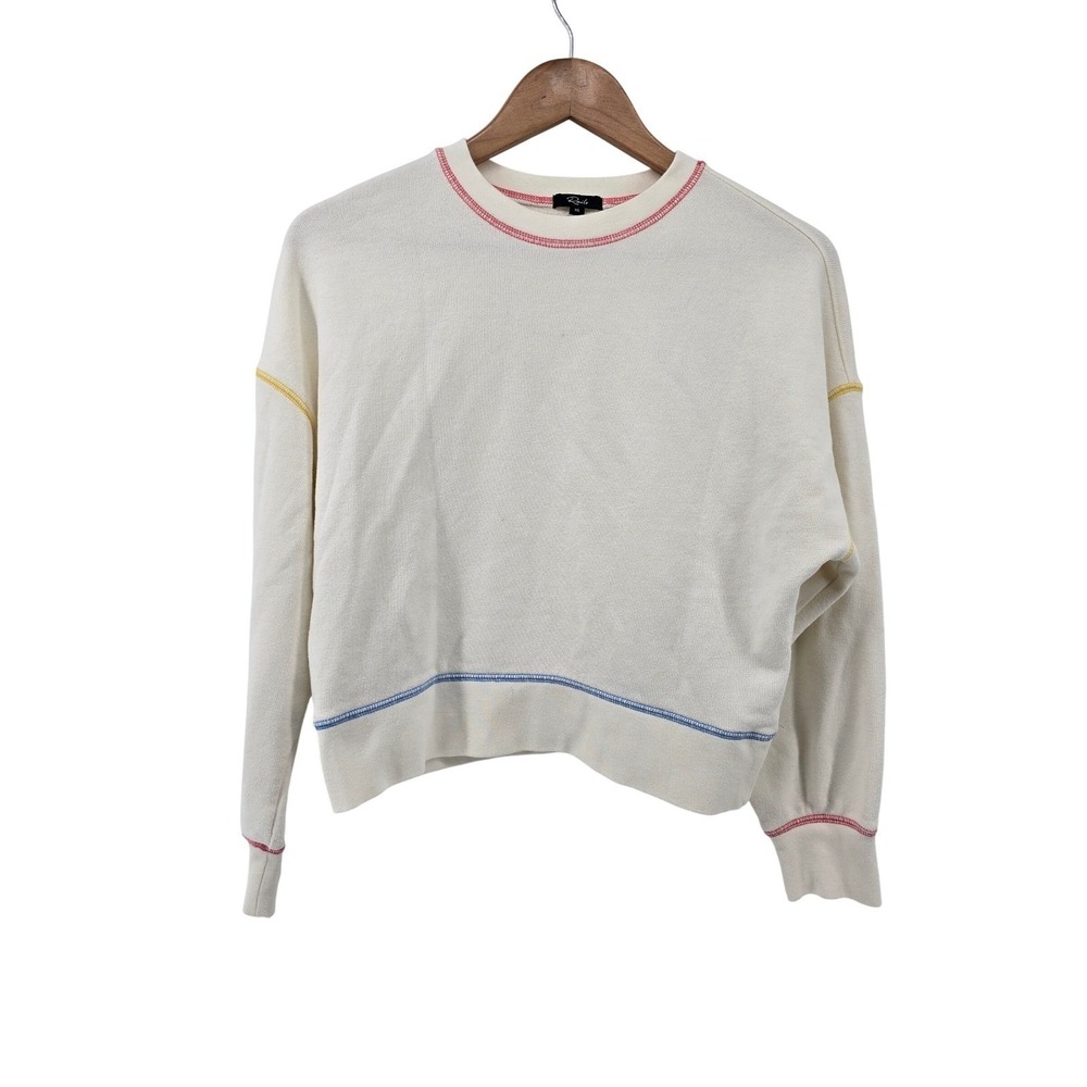 Rails Sweatshirt Womens XS Alice Cream Rainbow Stitch Contrast Seam EUC